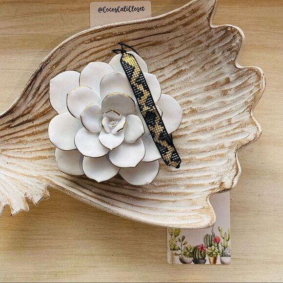 Crystal Seed Bead Boho Woven Adjustable Friendship Bracelet Animal Print NWT - Picture 6 of 9